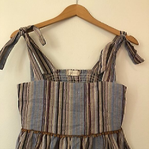 ALTAR'D STATE Ellery Top Blue Peach Multi Striped Tie Strap Peplum Tank Blouse S - Picture 4 of 12